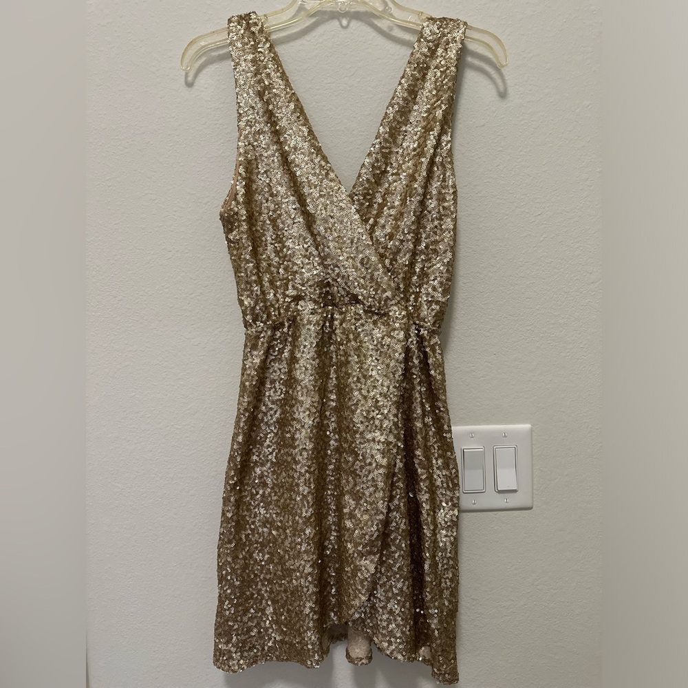 Sexy Gold sequin dress.